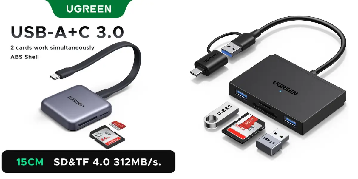 UGREEN CM868 USB C 3.0 SD OR TF Card Reader with 4 Card Storage Slots (55886).webp
